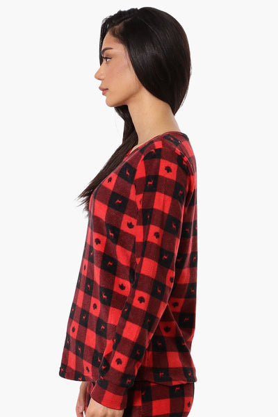 Canada Weather Gear Plaid Crewneck Pajama Top - Red - Womens Pajamas - Canada Weather Gear