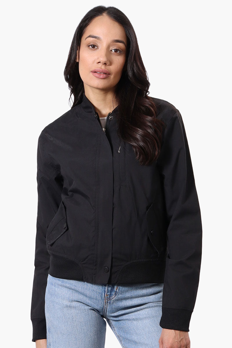 Canada Weather Gear Basic Zip Up Bomber Lightweight Jacket - Black - Womens Lightweight Jackets - Canada Weather Gear