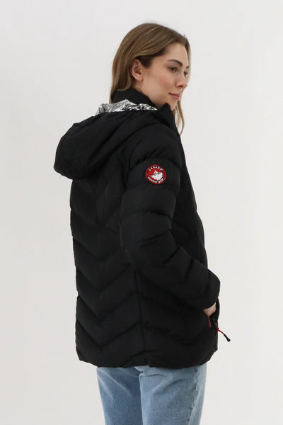 Canada Weather Gear Quilted Puffer Double Zip Bomber Jacket - Black - Womens Bomber Jackets - Canada Weather Gear