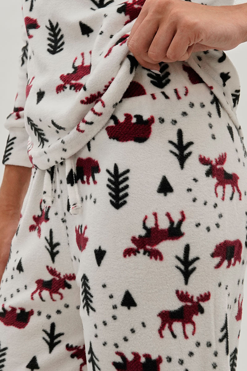 Canada Weather Gear Winter Print Wide Leg Pajama Pants - White - Womens Pajamas - Fairweather