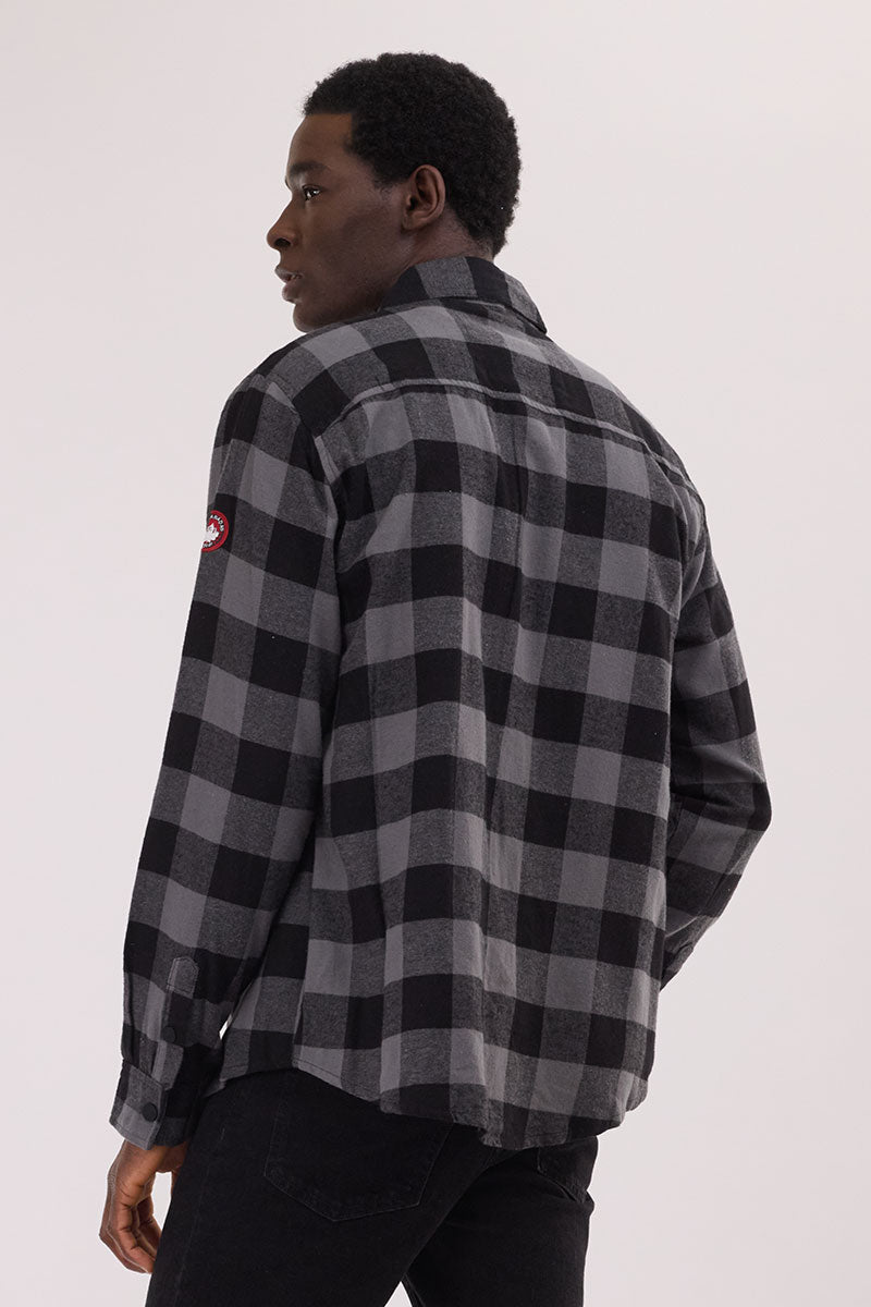 Canada Weather Gear Plaid Button Up Casual Shirt - Black