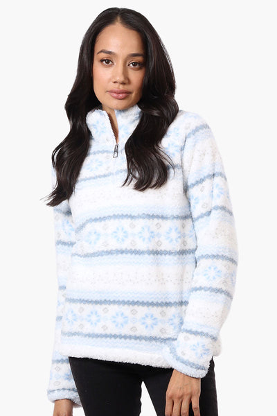 Canada Weather Gear Fair Isle Pattern 1/4 Zip Pullover Sweater - Blue - Womens Pullover Sweaters - Canada Weather Gear