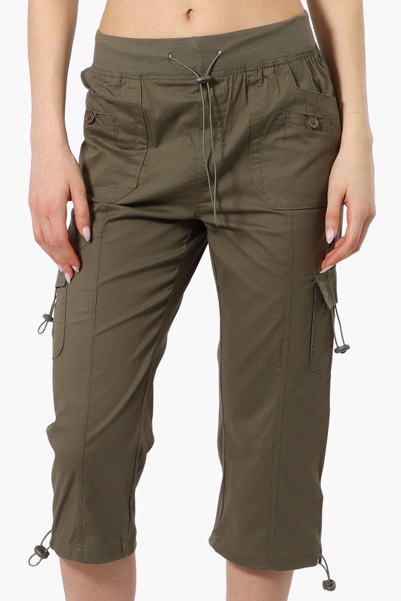 Canada Weather Gear Bungee Waist Cargo Capris - Olive - Womens Shorts & Capris - Canada Weather Gear