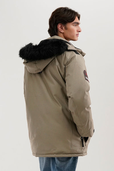 Super Triple Goose Faux Fur Lined Parka Jacket - Beige