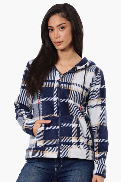 Canada Weather Gear Plaid Fleece Hoodie - Navy - Womens Hoodies & Sweatshirts - Canada Weather Gear