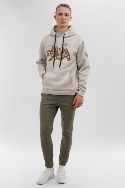 Canada Weather Gear Forest Print Hoodie - Cream - Mens Hoodies & Sweatshirts - Canada Weather Gear