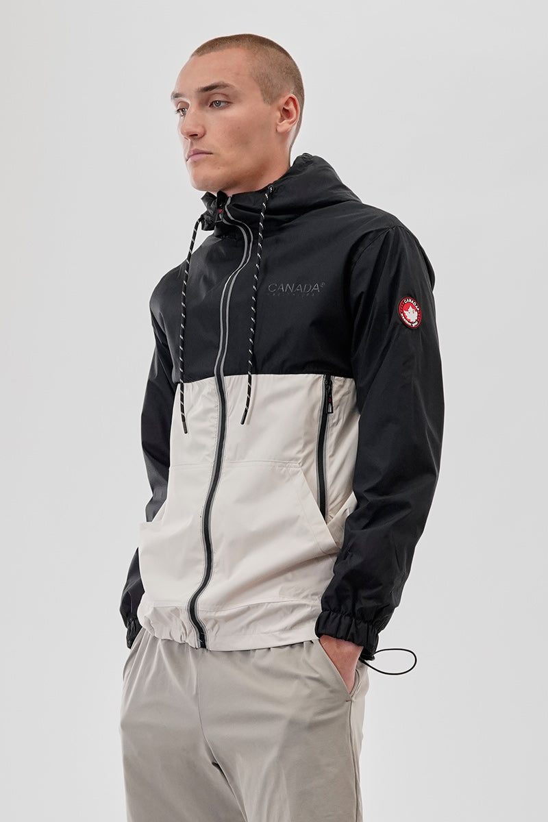 Canada Weather Gear Hooded Colour Block Lightweight Jacket - Black - Mens Lightweight Jackets - Canada Weather Gear