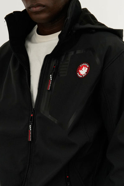 Canada Weather Gear Soft Shell Hooded Lightweight Jacket - Black - Mens Lightweight Jackets - Canada Weather Gear