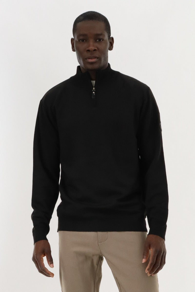 Canada Weather Gear 1/4 Zip Pullover Sweater - Black - Mens Pullover Sweaters - Canada Weather Gear