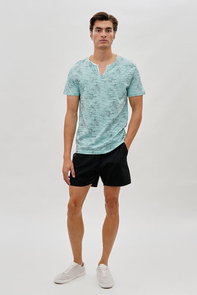Canada Weather Gear Vintage Short Sleeve Henley Tee - Aqua - Mens Tees & Tank Tops - Canada Weather Gear