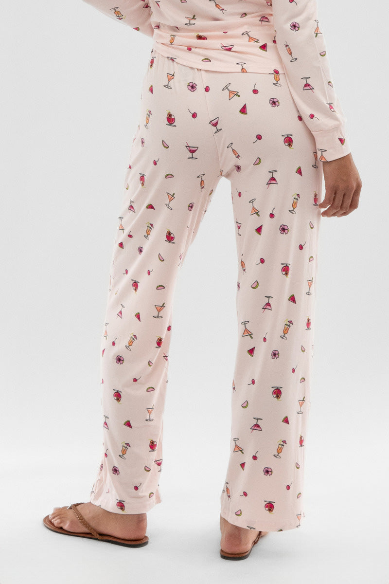 Canada Weather Gear Drink Print Wide Leg Pajama Pants - Blush - Womens Pajamas - Canada Weather Gear