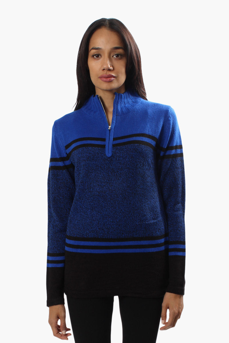 Canada Weather Gear Front Zip Pullover Sweater - Blue - Womens Pullover Sweaters - Canada Weather Gear