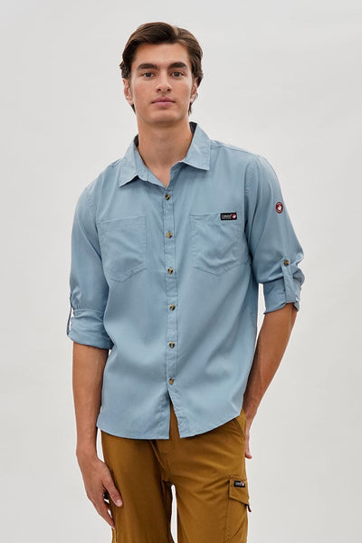 Canada Weather Gear Utility Ripstop Casual Shirt - Blue - Mens Casual Shirts - Canada Weather Gear
