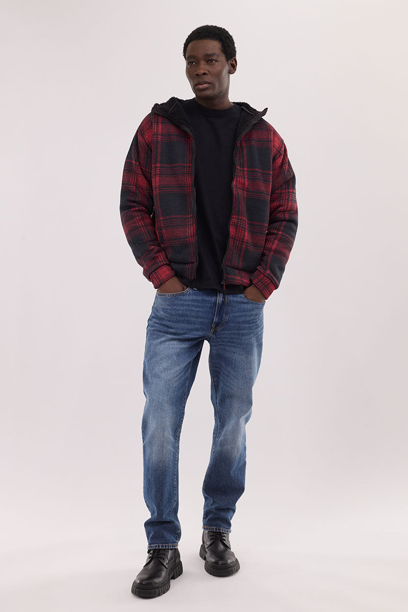 Canada Weather Gear Hooded Sherpa Lined Lightweight Jacket - Red