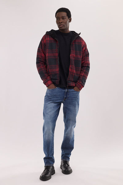 Canada Weather Gear Hooded Sherpa Lined Lightweight Jacket - Red