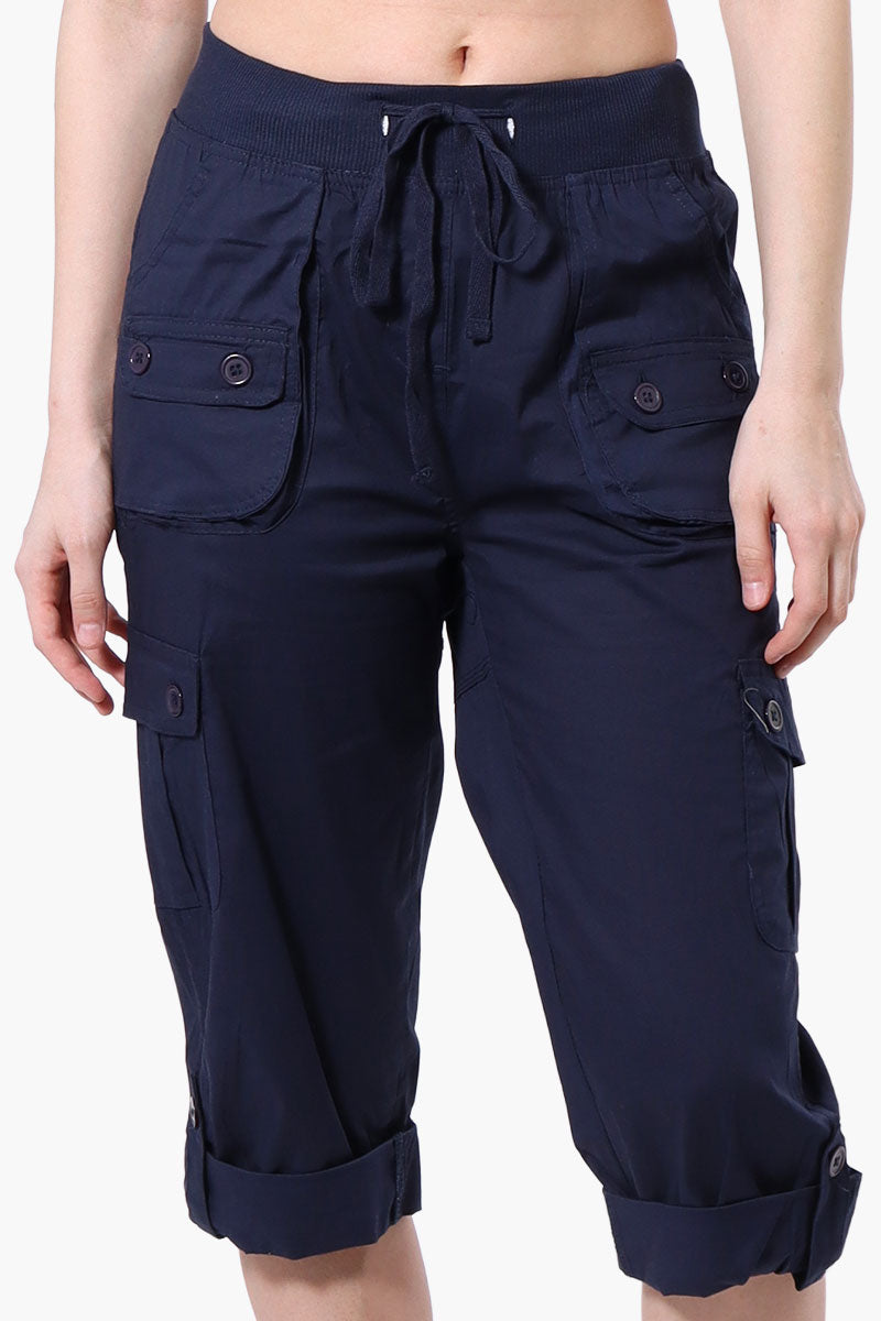 Canada Weather Gear Tie Waist Cargo Capris - Navy - Womens Shorts & Capris - Canada Weather Gear