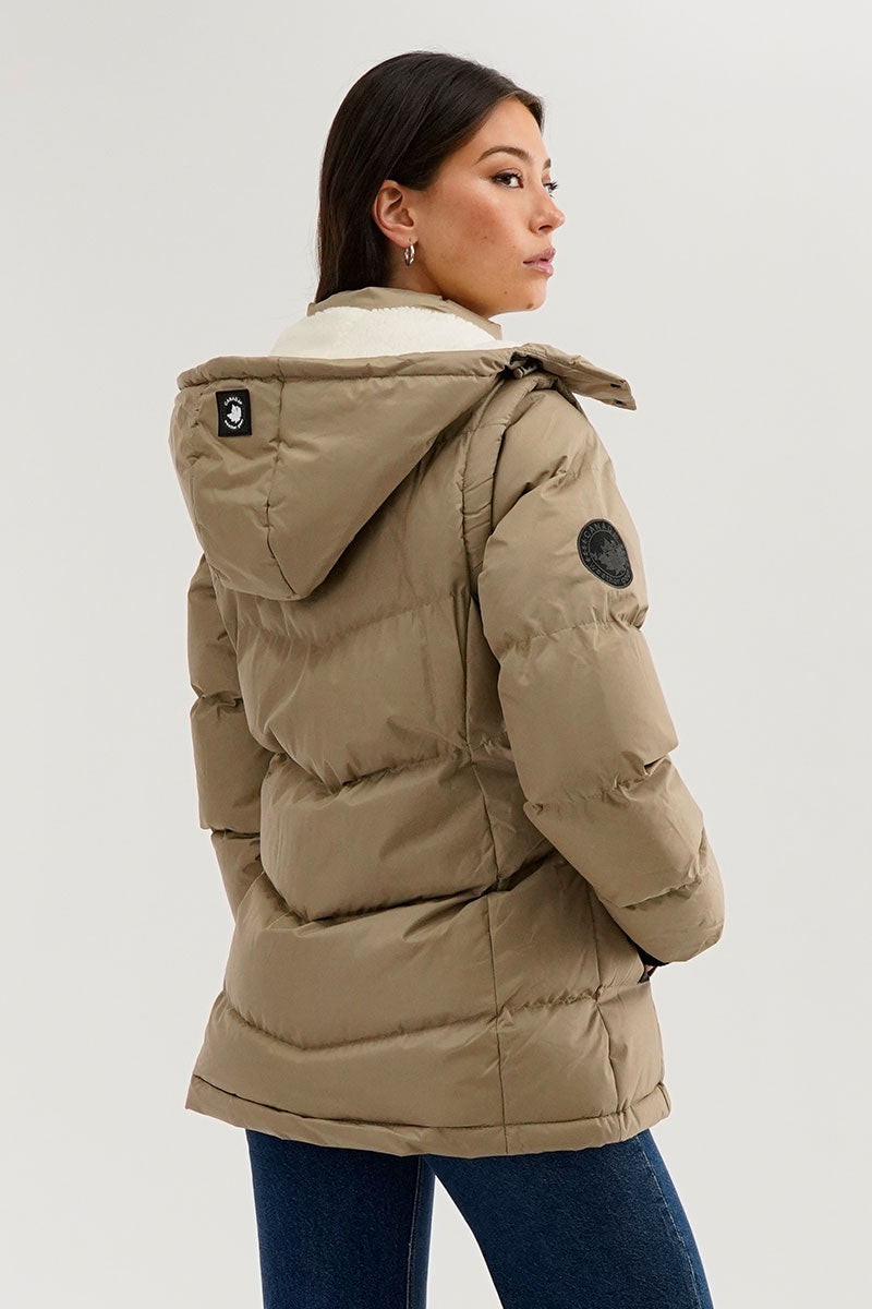 Canada Weather Gear Zip Off Sleeve Parka Jacket - Beige - Womens Parka Jackets - Canada Weather Gear