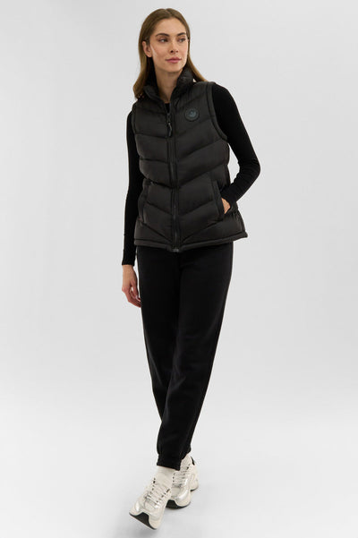 Canada Weather Gear Chevron Puffer Vest - Black - Womens Vests - Canada Weather Gear