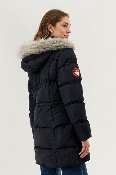 Canada Weather Gear Faux Fur Trim Puffer Parka Jacket - Navy
