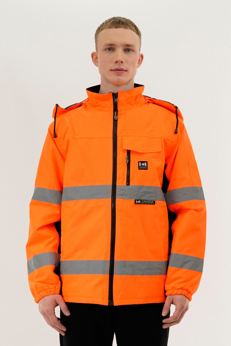 Canada Work Gear Hi-Vis Reflective Parka Jacket - Orange - Mens Parka Jackets - Canada Weather Gear