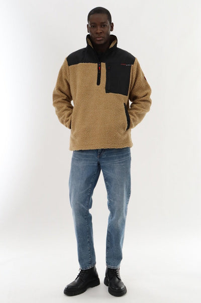 Canada Weather Gear Sherpa Fleece Pullover Sweater - Beige - Mens Pullover Sweaters - Canada Weather Gear