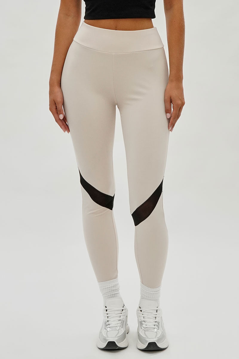Super Triple Goose Mesh Detail Leggings - Beige - Womens Leggings - Canada Weather Gear