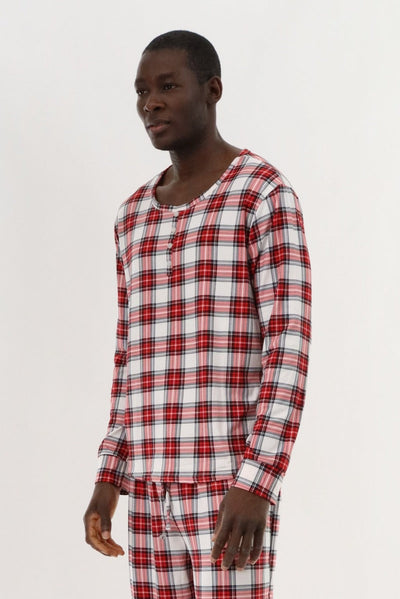 Canada Weather Gear Long Sleeve Printed Pajama Top - Red - Mens Pajamas - Canada Weather Gear