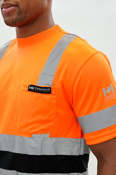 Canada Work Gear Hi-Vis Short Sleeve Tee - Orange - Mens Tees & Tank Tops - Canada Weather Gear