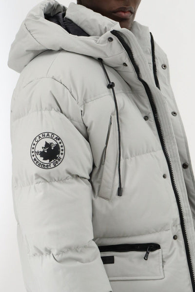 Canada Weather Gear Hip Length Parka Jacket - Stone - Mens Parka Jackets - Canada Weather Gear