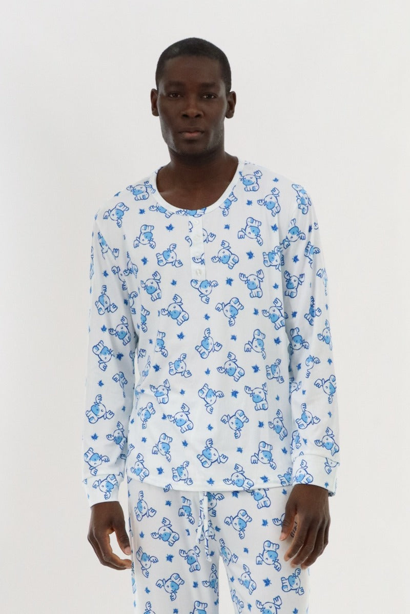 Canada Weather Gear Long Sleeve Holiday Pajama Top - White - Mens Pajamas - Canada Weather Gear