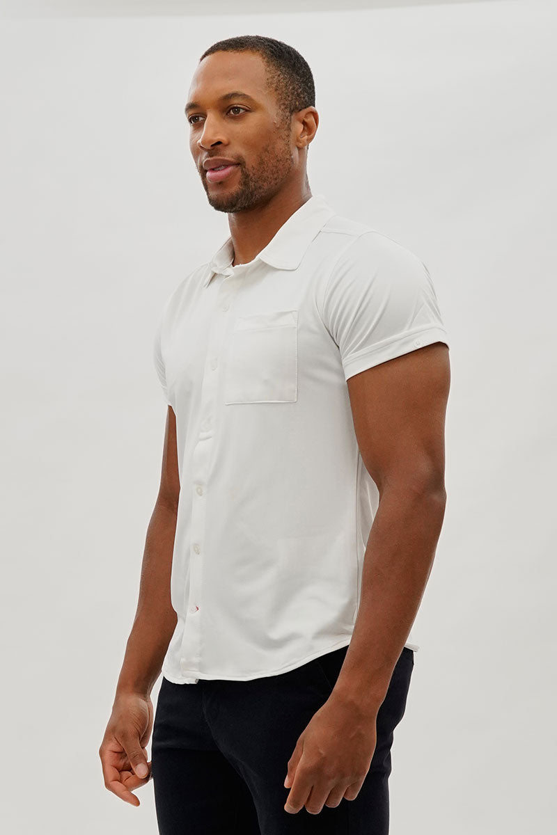 Canada Weather Gear Travel Collection Classic Short Sleeve Casual Shirt - White - Mens Casual Shirts - Canada Weather Gear