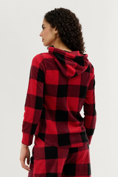 Canada Weather Gear Plaid Hooded Pajama Top - Red - Womens Pajamas - Canada Weather Gear