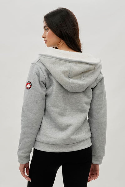 Canada Weather Gear Sherpa Lined Zip Up Lightweight Jacket - Grey - Womens Lightweight Jackets - Canada Weather Gear