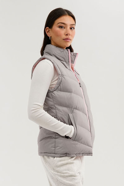 Canada Weather Gear Chevron Puffer Vest - Grey - Womens Vests - Canada Weather Gear