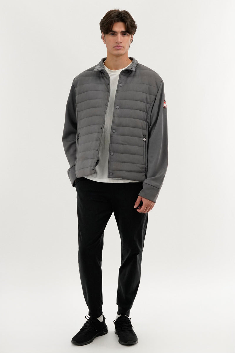 Canada Weather Gear Quilted Snap Button Lightweight Jacket - Grey - Mens Lightweight Jackets - Canada Weather Gear