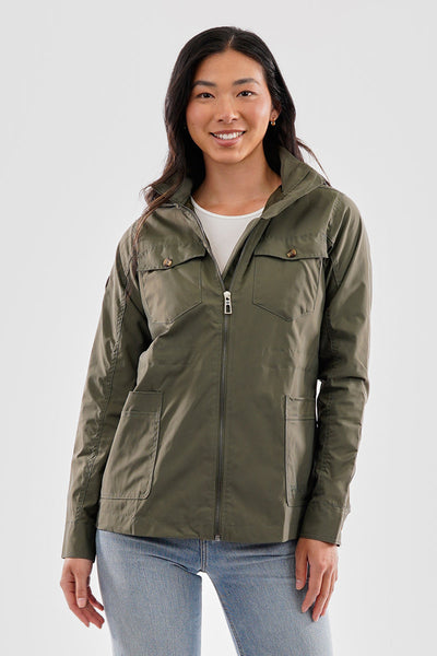 Canada Weather Gear Coated Microfibre Zip Up Lightweight Jacket - Olive - Womens Lightweight Jackets - Canada Weather Gear