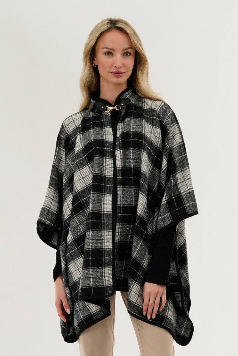 Canada Weather Gear Tartan Plaid Poncho - Black - Womens Ponchos - Canada Weather Gear