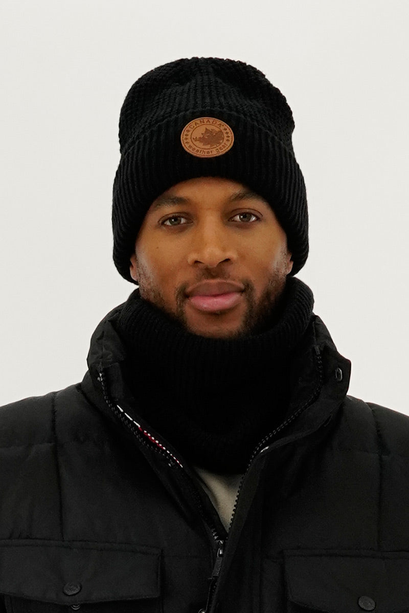 Canada Weather Gear Two Piece Set Gaiter and Hat - Black - Mens Hats - Canada Weather Gear