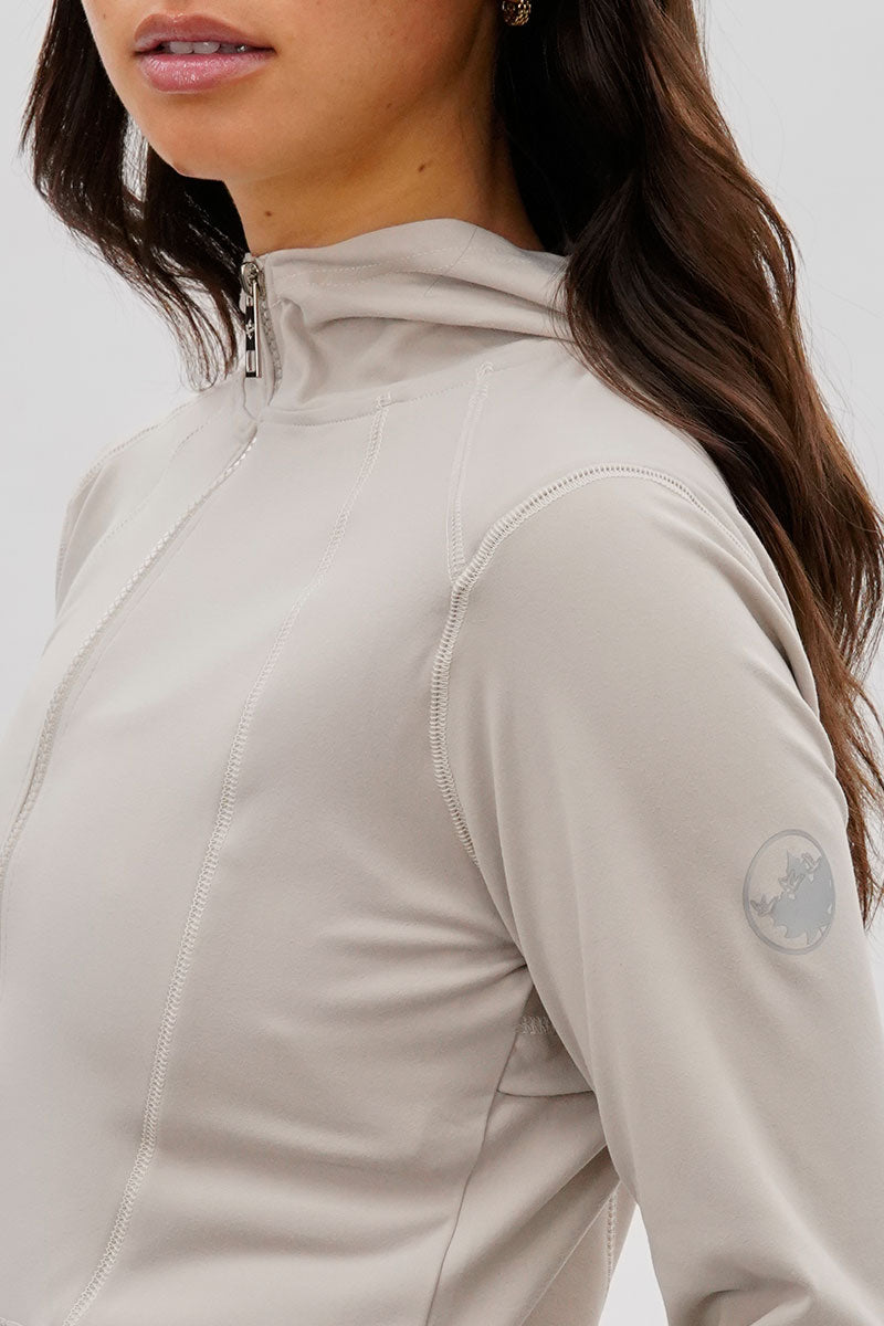 Canada Weather Gear Hooded Yoga Lightweight Jacket - Beige - Womens Lightweight Jackets - Canada Weather Gear