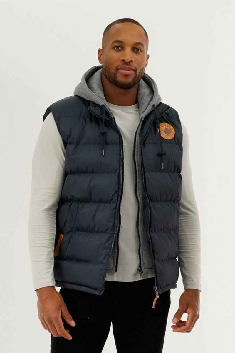 Canada Weather Gear Hooded Puffer Vest - Navy - Mens Vests - Canada Weather Gear