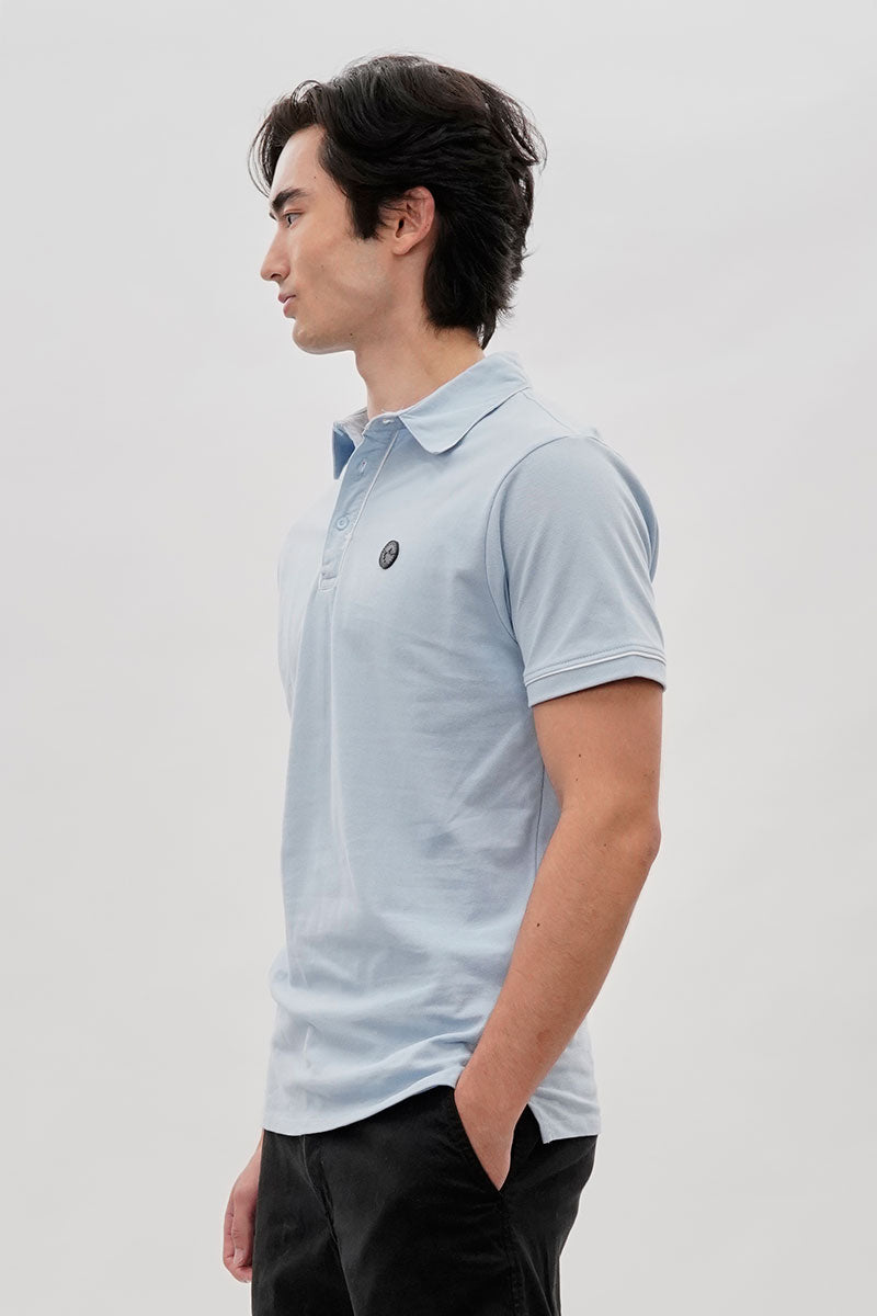 Canada Weather Gear Travel Collection Piping Detail Polo Shirt - Blue - Mens Polo Shirts - Canada Weather Gear
