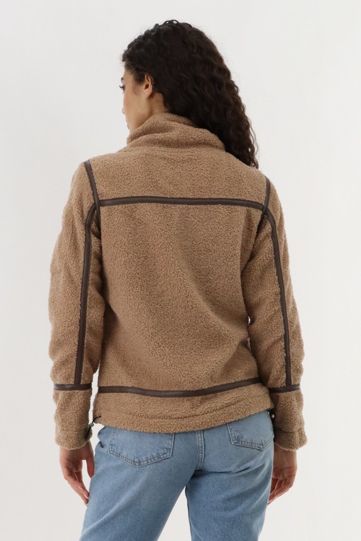 Canada Weather Gear Sherpa Contrast Lightweight Jacket - Camel - Womens Lightweight Jackets - Canada Weather Gear