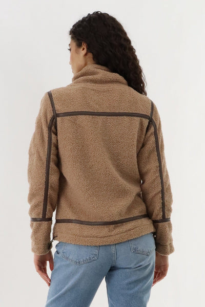 Canada Weather Gear Sherpa Contrast Lightweight Jacket - Camel - Womens Lightweight Jackets - Canada Weather Gear