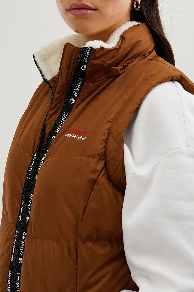 Zip Off Sleeve Parka Jacket - Brown