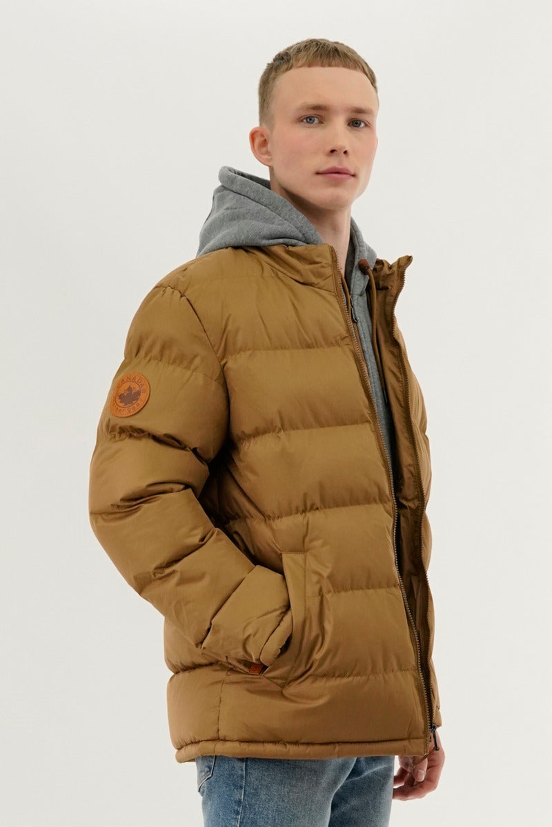 Canada Weather Gear Fleece Quilted Bomber Jacket - Camel - Mens Bomber Jackets - Canada Weather Gear
