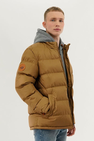 Canada Weather Gear Fleece Quilted Bomber Jacket - Camel - Mens Bomber Jackets - Canada Weather Gear