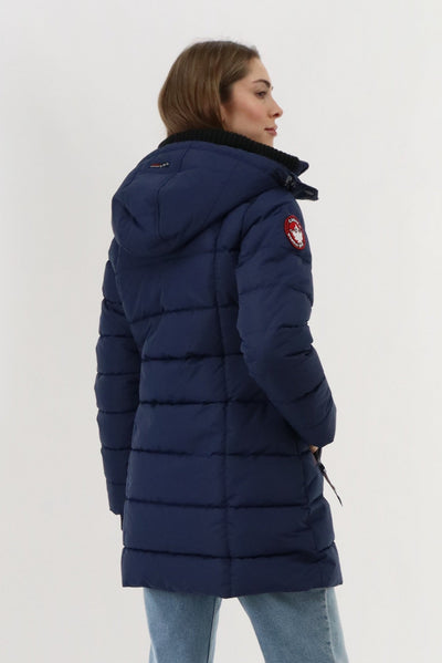 Canada Weather Gear Knit Collar Quilted Puffer Parka - Navy - Womens Parka Jackets - Canada Weather Gear