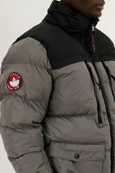 Canada Weather Gear Colour Block Puffer Bomber Jacket - Grey - Mens Bomber Jackets - Canada Weather Gear
