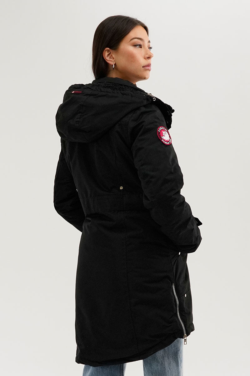 Canada Weather Gear Sherpa Lined Parka Jacket - Black - Womens Parka Jackets - Canada Weather Gear