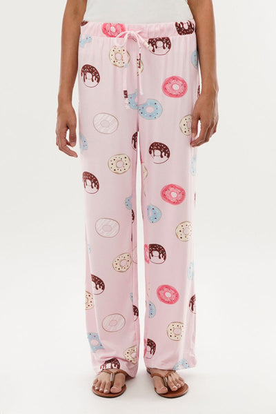 Canada Weather Gear Doughnut Print Wide Leg Pajama Pants - Pink - Womens Pajamas - Canada Weather Gear